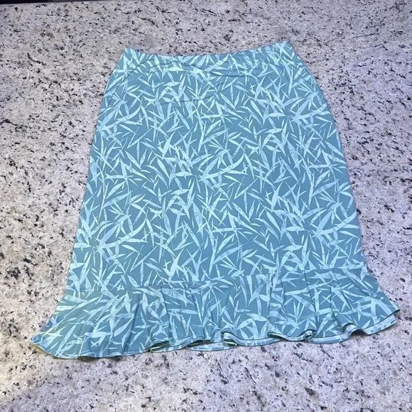 Merona Blue Leaf Print Midi Skirt - Picture 2 of 4